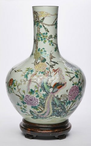 212/1003 Gr. Vase mit Vogeldekor, China wohl Anf. 20. Jh.