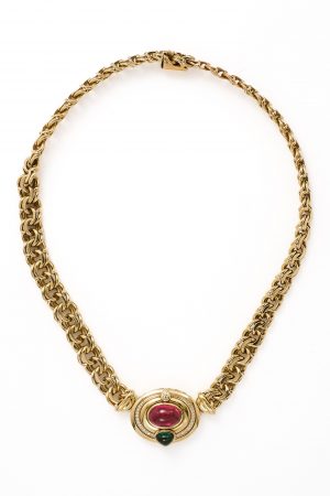 212/826 Gr. Gold-Collier m. Turmalinen u. Brillanten.