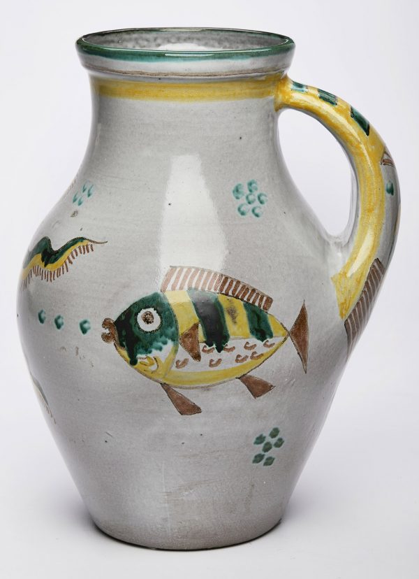 212/529 Keramikkunst Günther Stüdemann Kanne "Fische und Seestern", um 1970. – Bild 2