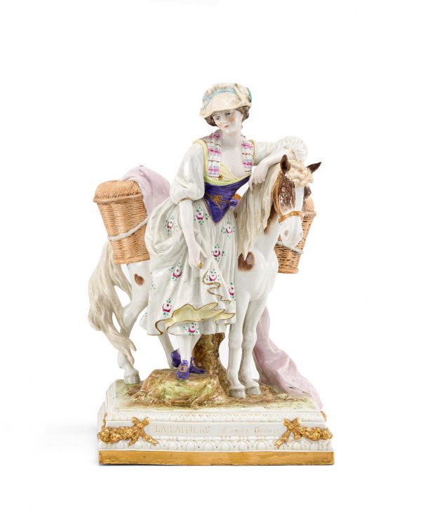 214/607 Tafelaufsatz "La Laitière"/ Das Milchmädchen, wohl Rudolstadt um 1900