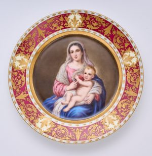 215/518: Bildteller "Madonna mit Kind", wohl Karlsbad um 1900