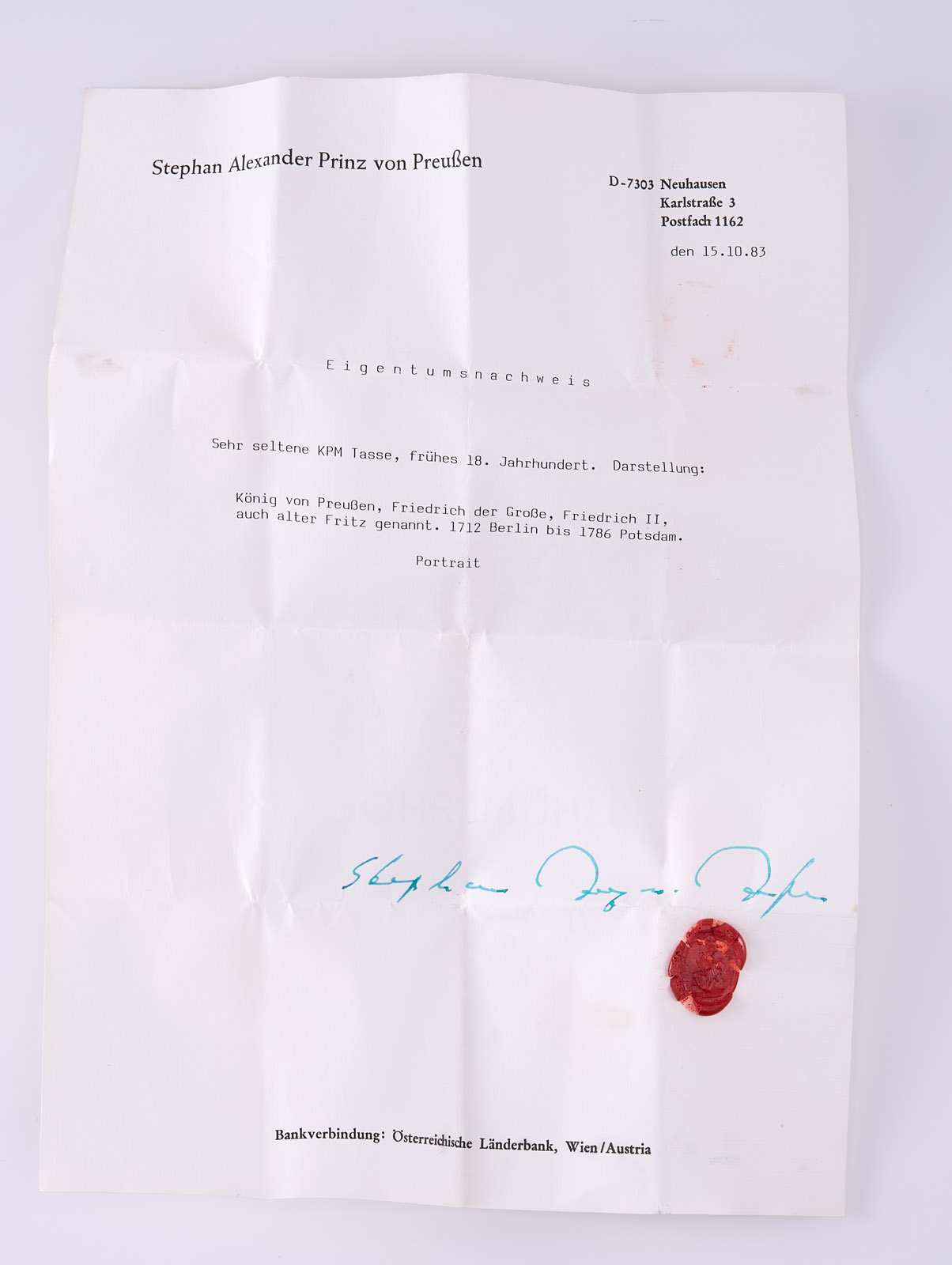 214/592 Portraittasse mit UT "Friedrich der Große", KPM Berlin Anf. 20. Jh. – Bild 2