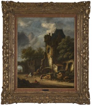 212/221 Gemälde Pieter Andreas Rysbraeck "Landschaft m. Architektur u. Personenstaffage"