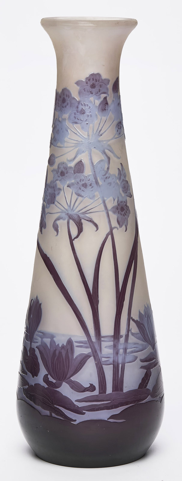 216/665 Gr. Vase "Blüten am Wasser", Gallé um 1920.