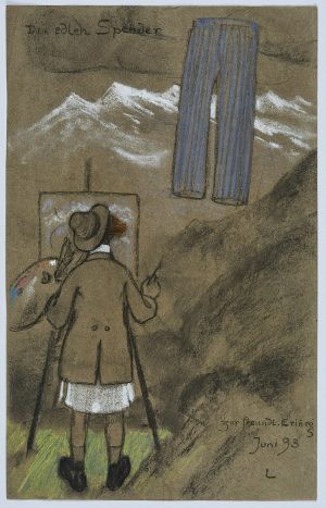 212/310 Pastellkreide und Kohle Wohl Ludwig von Hofmann "Dem edlen Spender - Zur freundlichen Erinnerung"