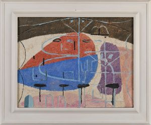 212/22 Tempera Hans Kuhn "Orange und Blau" 1967