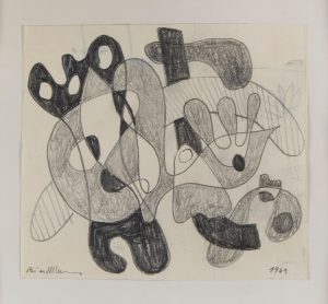 212/25 Bleistiftzeichnung Hans Bischoffshausen "o.T." 1949