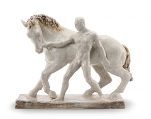 213/676: "Pferdeführer"/ Männlicher Akt mit Pferd, Karlsruhe um 1920