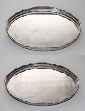 31/2281: Satz von 2 gr. Gläsertabletts, 20. Jh.