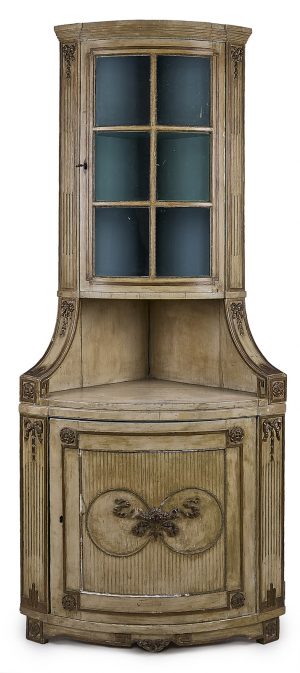 213/550: Louis-XVI-Eckschrank mit Vitrinenaufsatz, Frankreich um 1780