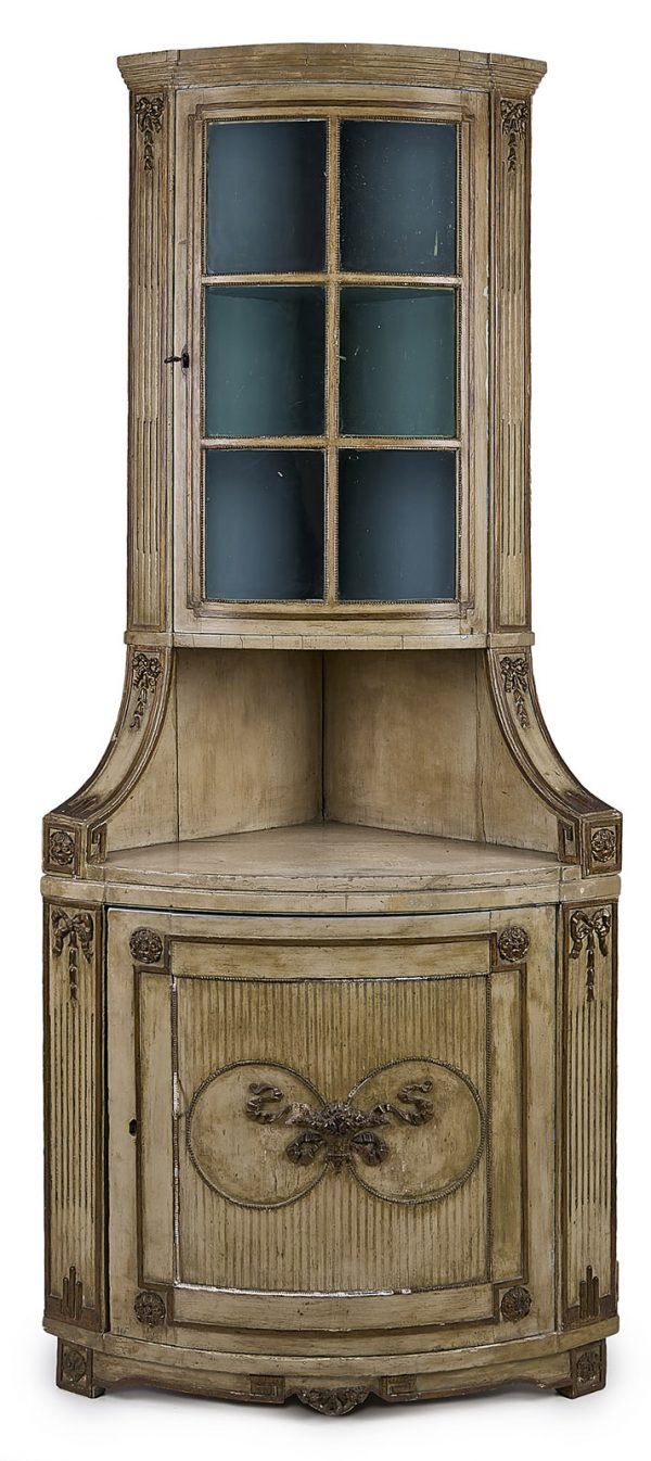 213/550: Louis-XVI-Eckschrank mit Vitrinenaufsatz, Frankreich um 1780