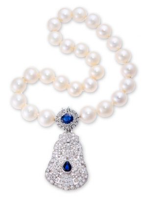 215/675: Variierbares Diamant-Saphir-Perlcollier