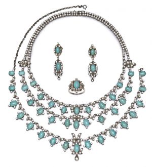 215/786: Gr. 5-tlg. Türkisschmuck-Garnitur