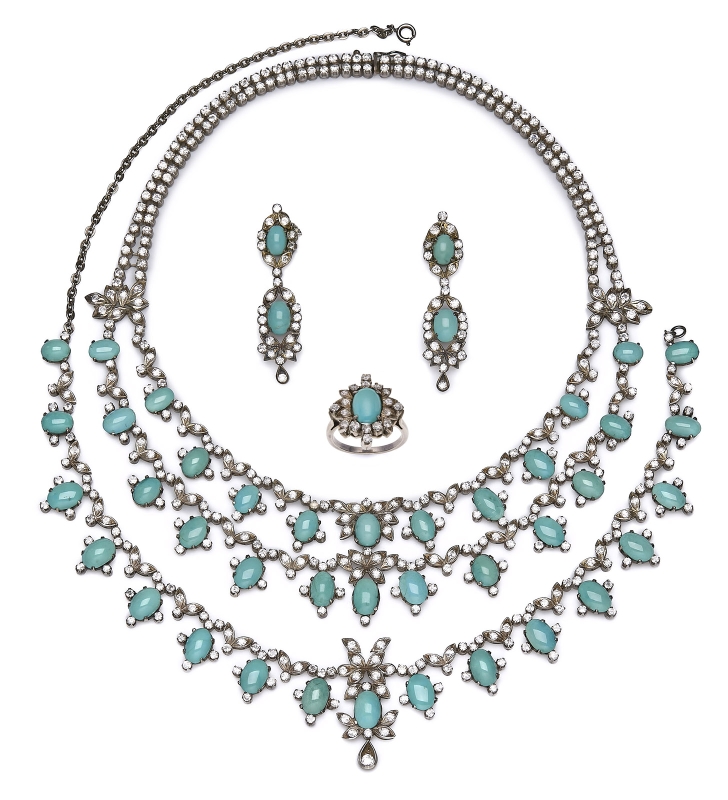 215/786: Gr. 5-tlg. Türkisschmuck-Garnitur