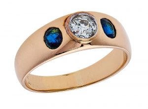 213/955: Diamant-Bandring m. Spinellen