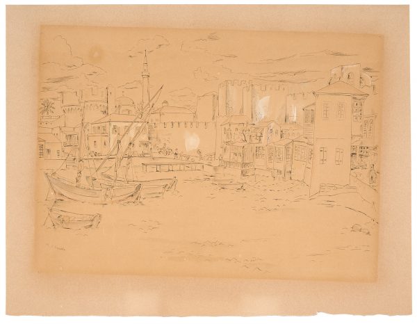 213/373: Aquarellierte Tuschfederzeichnung, weiß gehöht Elisabeth Wrede