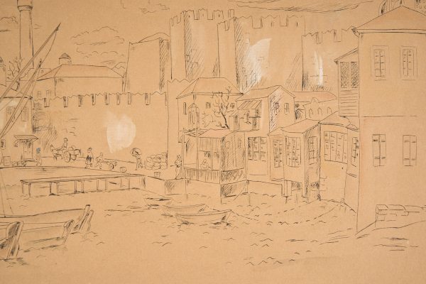 213/373: Aquarellierte Tuschfederzeichnung, weiß gehöht Elisabeth Wrede – Bild 3