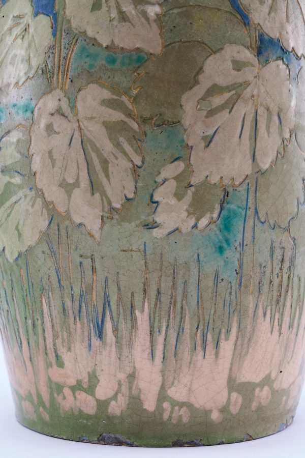 213/681: Gr. Vase "Sonnenblumen", Jugendstil, wohl deutsch um 1900 – Bild 5