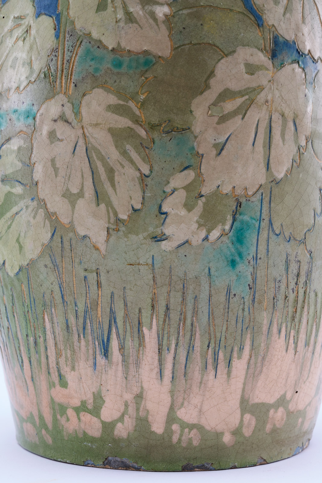 213/681: Gr. Vase "Sonnenblumen", Jugendstil, wohl deutsch um 1900 – Bild 5