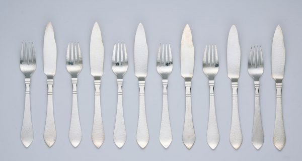 213/826: Fisch-Besteck für 6 Pers., Georg Jensen 2. Hälfte 20. Jh.