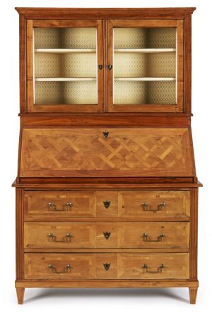215/392 Louis-XVI-Schreibsekretär m. Vitrinenaufsatz, süddt. Ende 18. Jh.