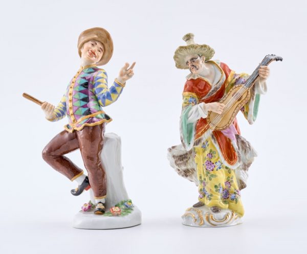 215/557: Satz von 2 Figuren Malabar und Harlekin, Meissen um 1980