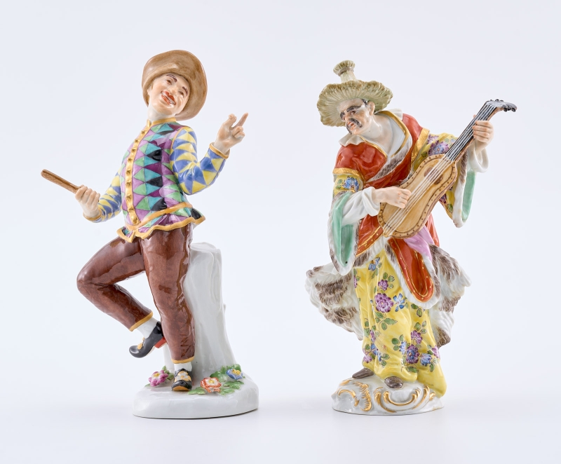 215/557: Satz von 2 Figuren Malabar und Harlekin, Meissen um 1980