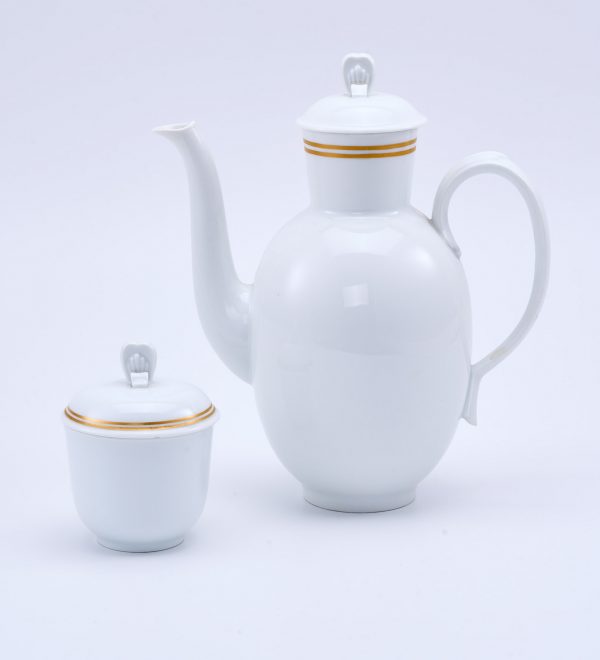 31/2197: Kaffeekanne und Zuckerdose, Art Deco, Meissen Pfeifferzeit (1924-´34)