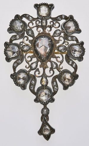 214/788 Tropfenförmiger Anhänger/Brosche m. Diamanten um 1890