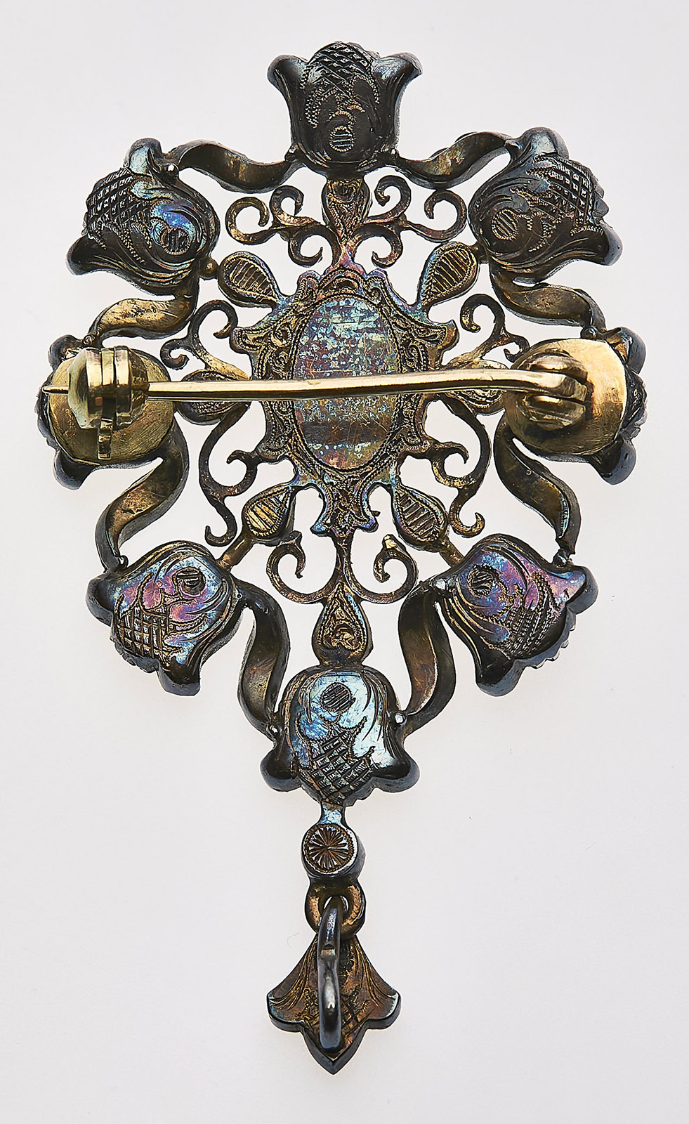 214/788 Tropfenförmiger Anhänger/Brosche m. Diamanten um 1890 – Bild 2