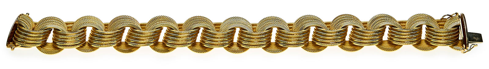 214/751 Breites Gold-Gliederarmband, Juw. Marchisio Giovanni & C., Turin, Italien nach 1971