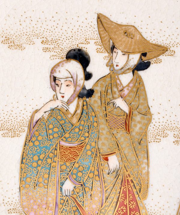 214/918 Paar kl. Satsuma-Vasen "Spaziergang", Meji, Japan um 1890. – Bild 10