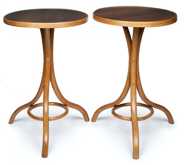 214/502 Paar runde Bistrotische, Thonet um 1900