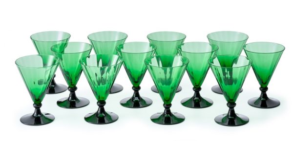 215/858: Satz von 12 Cocktailgläsern, Art Déco, um 1930