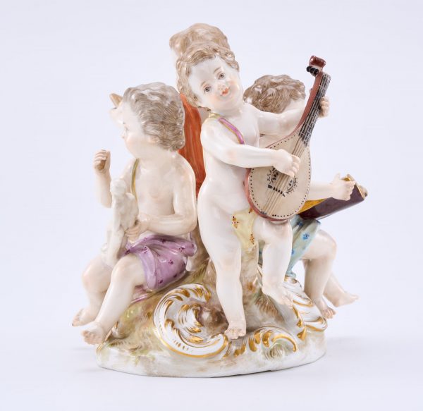 214/655 Puttengruppe "Allegorie der schönen Künste", Meissen um 1890 – Bild 9