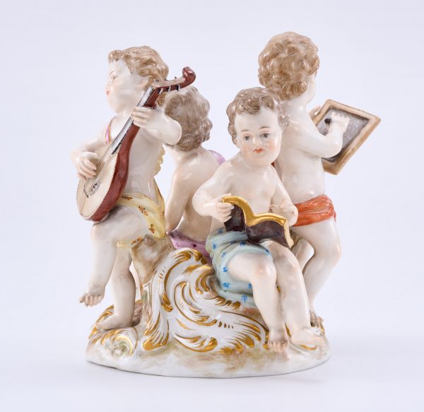 214/655 Puttengruppe "Allegorie der schönen Künste", Meissen um 1890 – Bild 8