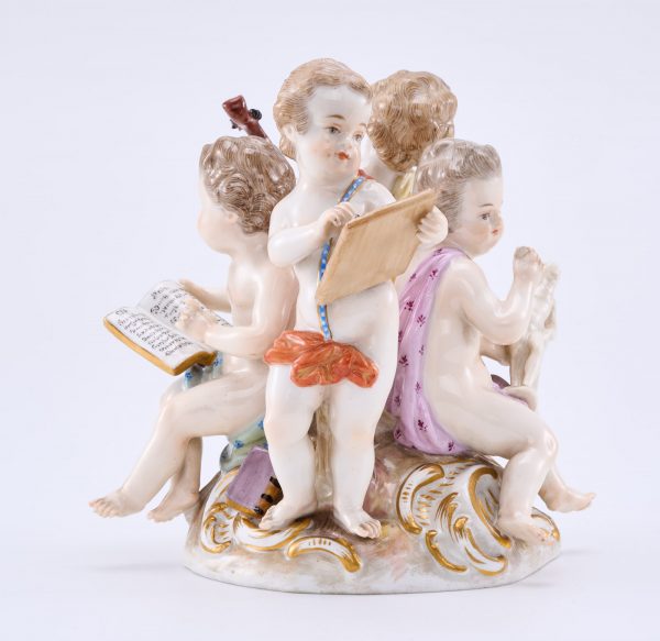 214/655 Puttengruppe "Allegorie der schönen Künste", Meissen um 1890 – Bild 7