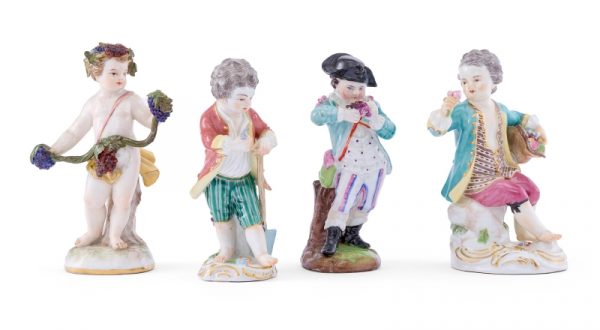 215/929 Posten von 3 Gärtnerkindern, Meissen um 1900-1986 mit 1 Gärtnerkind, wohl Thüringen 20. Jh.