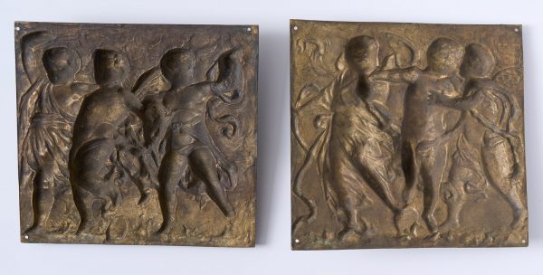 215/340 Paar Reliefs "Puttenreigen", Barock-Stil, wohl 19. Jh. – Bild 2