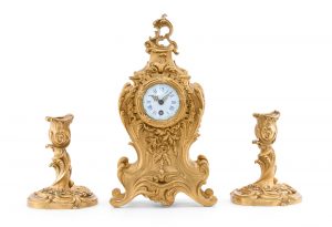 215/325 3-tlg. Kamingarnitur, Louis XV-Stil, Frankreich um 1880