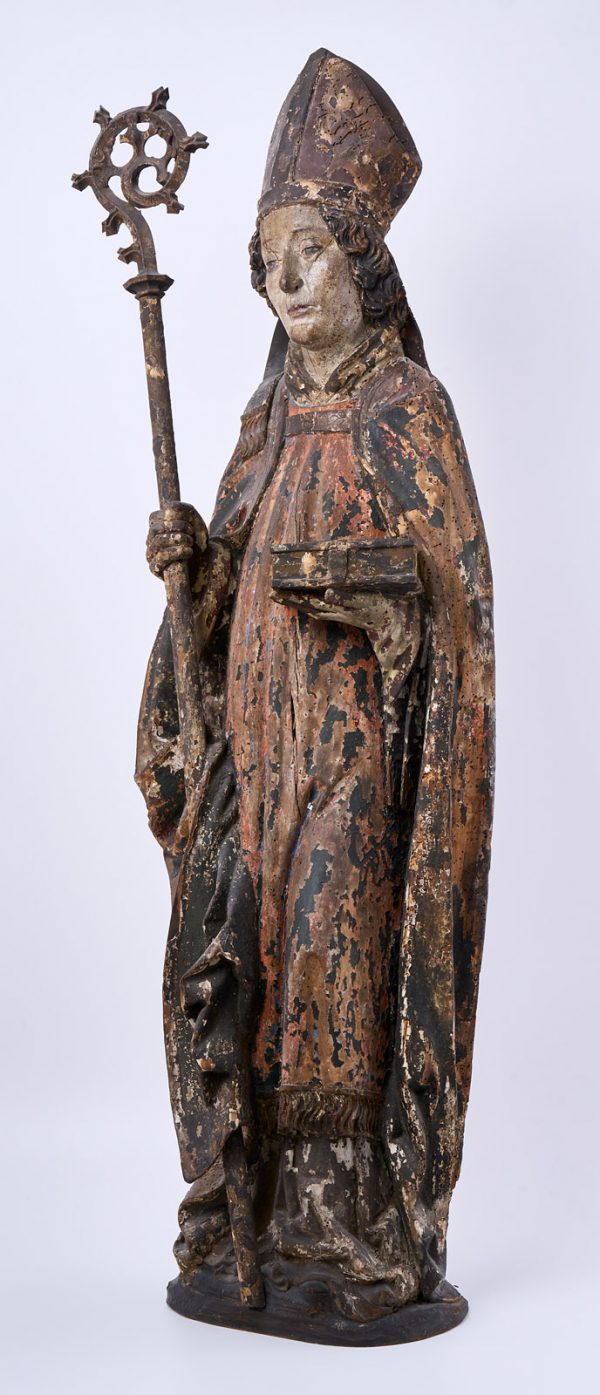 215/330 Heiligenfigur "Bischof", spätgotisch, wohl süddeutsch 17. Jh. – Bild 9