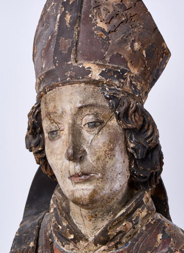215/330 Heiligenfigur "Bischof", spätgotisch, wohl süddeutsch 17. Jh. – Bild 7