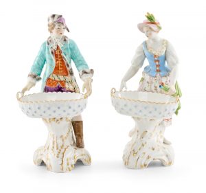 215/540: Paar Figuren mit Schalen "Sommer" und "Winter", KPM Berlin 20. Jh