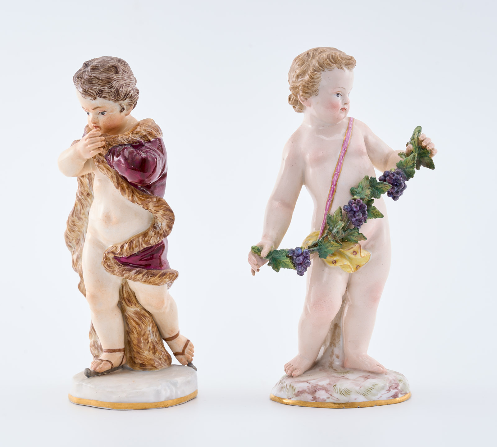 216/437 Satz von 2 Jahreszeiten-Putti "Herbst" und "Winter", Meissen um 1870. – Bild 2