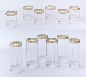 215/860: Glas-Garnitur für 6 Pers., Rosenthal meets Versace Ende 20. Jh