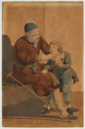 215/290 Aquarellierte Zeichnung W. Barhautz zugeschrieben