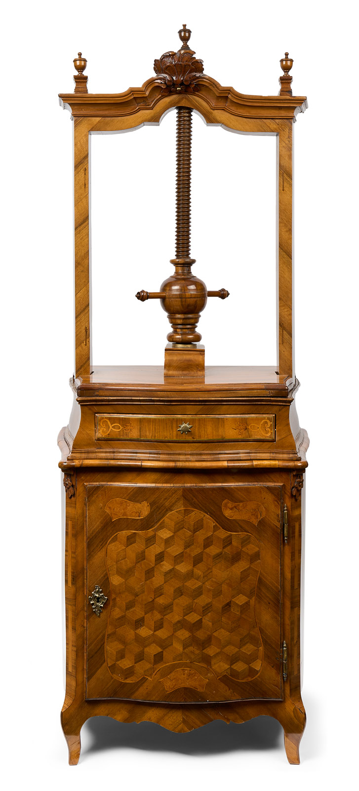 216/49 Rokoko-Wäschepresse, Bayreuth um 1760-70, wohl Gebrüder Spindler