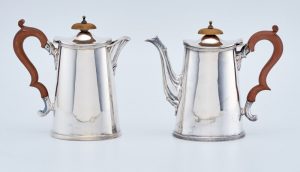 215/920 Satz von Mokka- und Heißwasserkanne, viktorianisch, London Anf. 20. Jh.