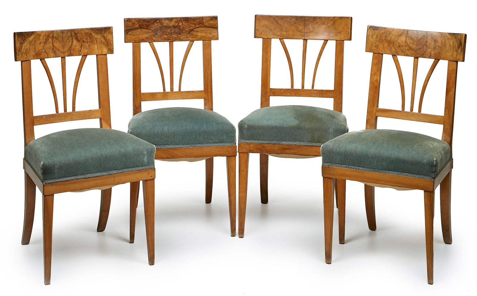 216/107 Satz v. 4 Biedermeier-Stühlen, süddt. um 1825