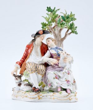 216/354 Schäfergruppe, Meissen um 1900.
